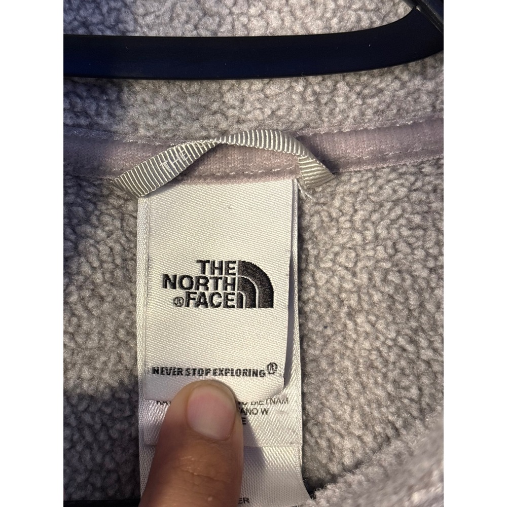 The North Face Womens Grey Diamond Geometric Knit Button Fleece Pullover Medium - Picture 3 of 7